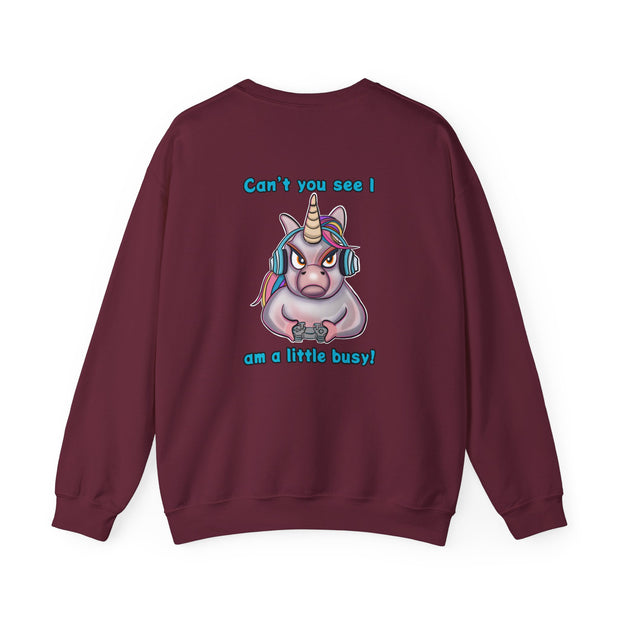 Busy Gaming Unicorn Unisex Heavy Blend™ Crewneck Sweatshirt
