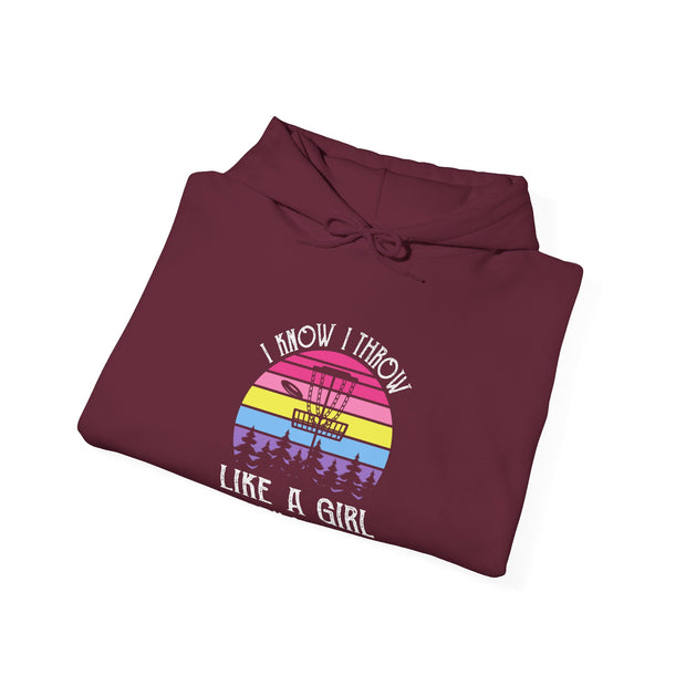 I Know I Throw Like A Girl Unisex Heavy Blend™ Hooded Sweatshirt