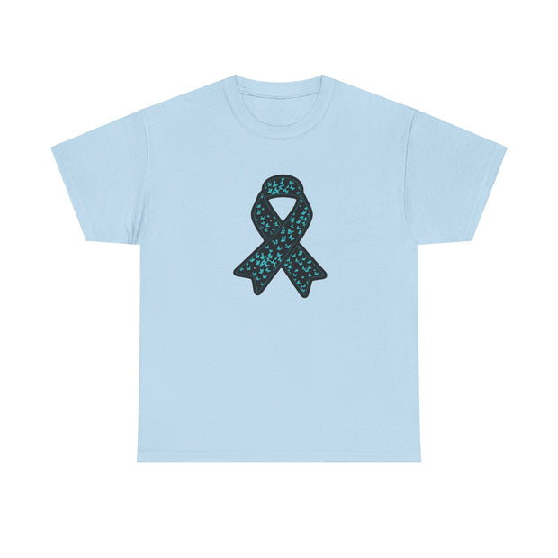 Ovarian Cancer Ribbon Unisex Heavy Cotton Tee