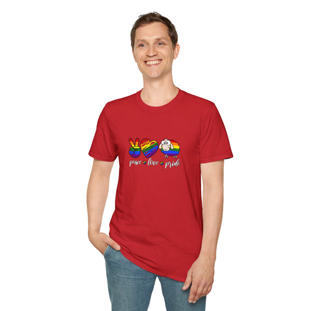 Peace Love and Pride Unisex Softstyle T-Shirt