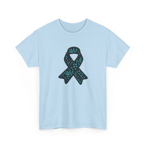 Ovarian Cancer Ribbon Unisex Heavy Cotton Tee