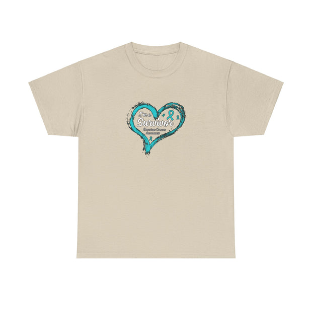 Ovarian Cancer Survivor Unisex Heavy Cotton Tee