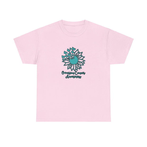 Ovarian Cancer Sunflower Unisex Heavy Cotton Tee