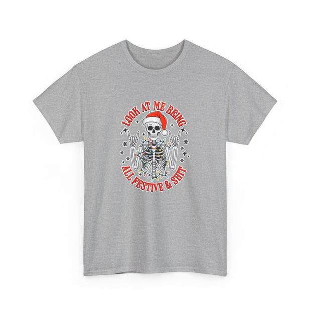 Festive Skeleton Unisex Heavy Cotton Tee