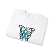 Ovarian Cancer Butterfly Unisex Heavy Blend™ Crewneck Sweatshirt