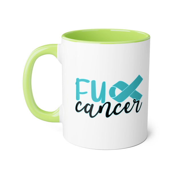Fuck Cancer Accent Mugs, 11oz