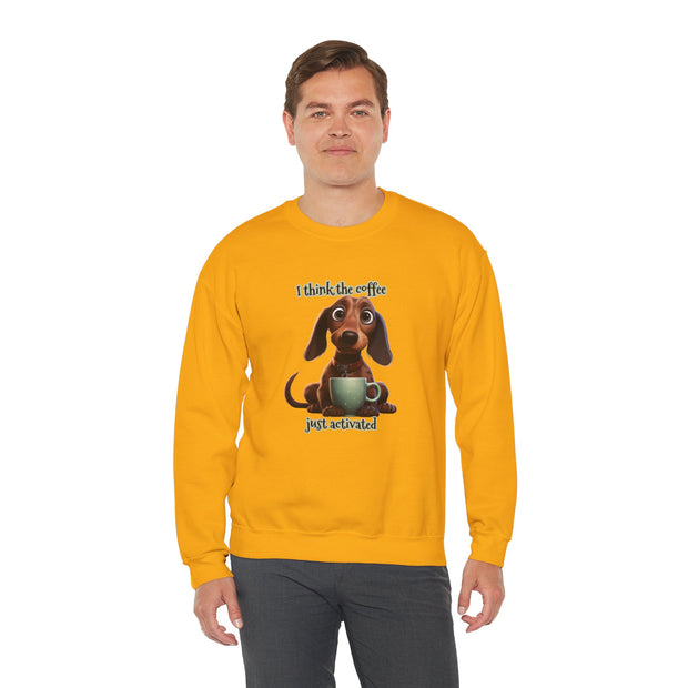 Funny Coffee Dog Unisex Heavy Blend™ Crewneck Sweatshirt