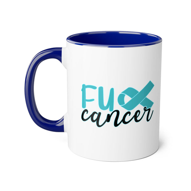 Fuck Cancer Accent Mugs, 11oz