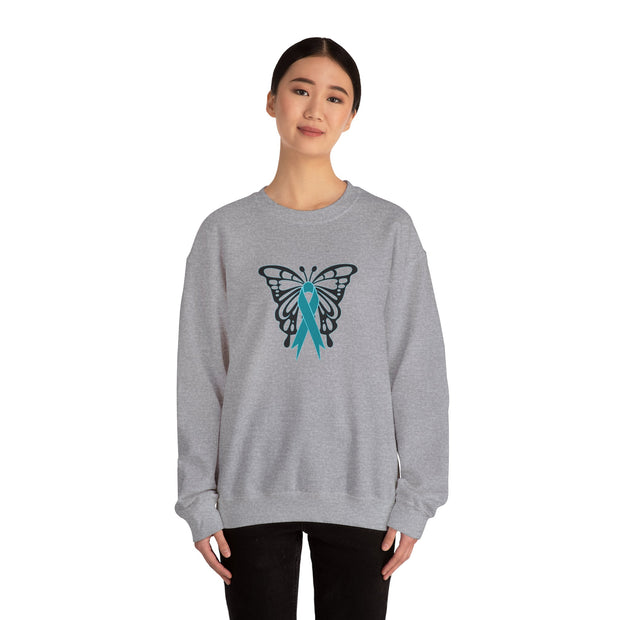 Ovarian Cancer Butterfly Unisex Heavy Blend™ Crewneck Sweatshirt