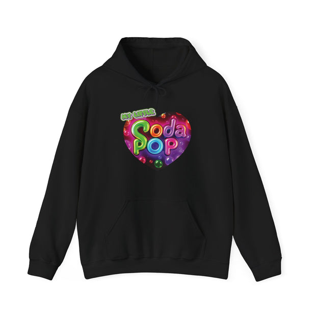 Soda Pop Heart Hoodie - Retro Unisex Sweatshirt for Fun Gatherings, Cozy Nights, Music Festivals, Unique Gifts & Casual Wear