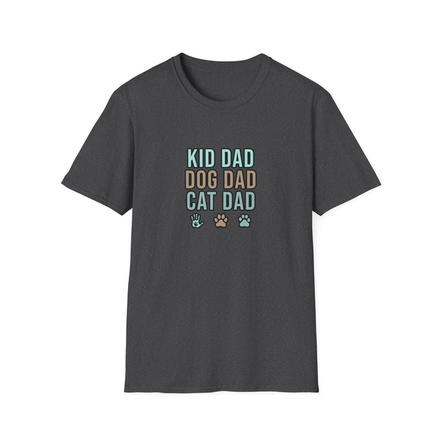 Kid, Dog, Cat Dad Unisex Softstyle T-Shirt