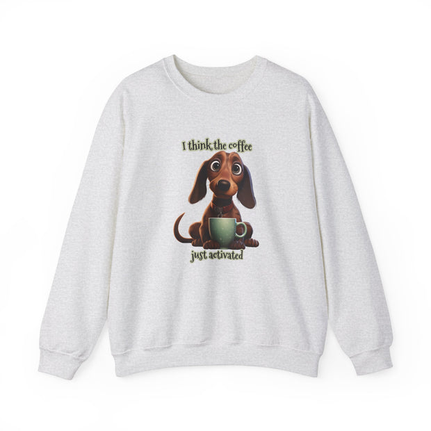 Funny Coffee Dog Unisex Heavy Blend™ Crewneck Sweatshirt