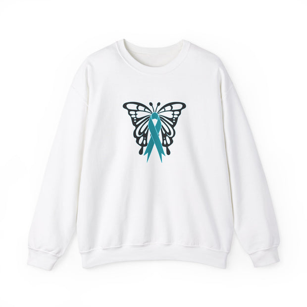 Ovarian Cancer Butterfly Unisex Heavy Blend™ Crewneck Sweatshirt