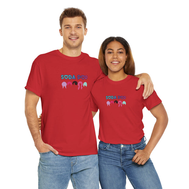 Colorful Soda Pop Unisex Heavy Cotton Tee | Fun Graphic Tee for All Occasions, Festival Apparel, Casual Wear, Gift Ideas, Summer Style
