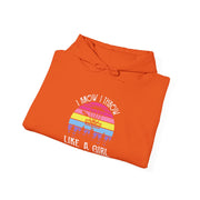 I Know I Throw Like A Girl Unisex Heavy Blend™ Hooded Sweatshirt