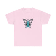 Butterfly Teal Ribbon Unisex Heavy Cotton Tee