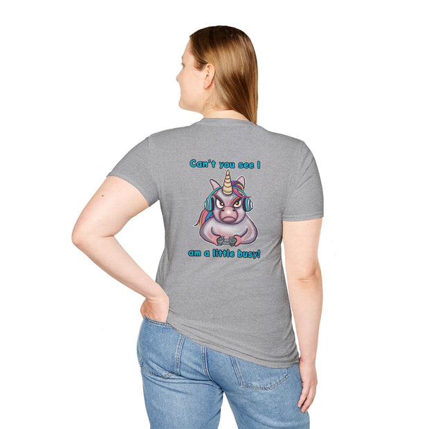 Busy Gaming Unicorn Unisex Softstyle T-Shirt