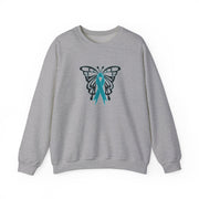 Ovarian Cancer Butterfly Unisex Heavy Blend™ Crewneck Sweatshirt