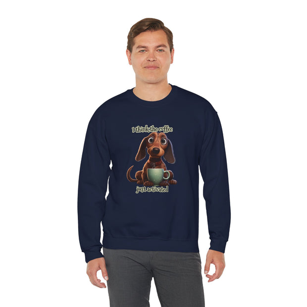 Funny Coffee Dog Unisex Heavy Blend™ Crewneck Sweatshirt