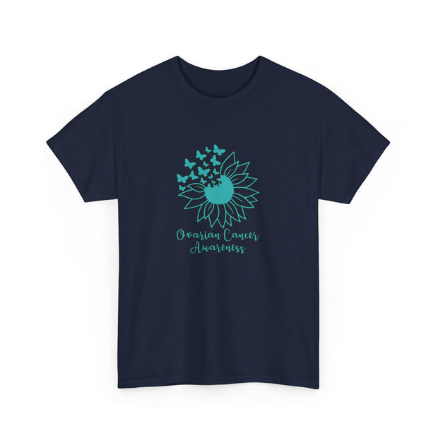 Ovarian Cancer Sunflower Unisex Heavy Cotton Tee