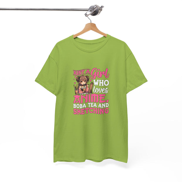 Anime, Boba, Sketching Unisex Heavy Cotton Tee