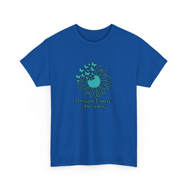 Ovarian Cancer Sunflower Unisex Heavy Cotton Tee