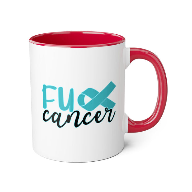 Fuck Cancer Accent Mugs, 11oz