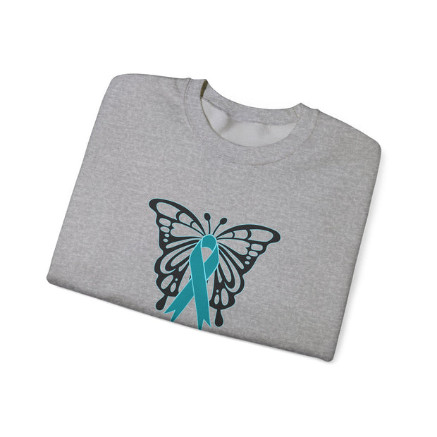 Ovarian Cancer Butterfly Unisex Heavy Blend™ Crewneck Sweatshirt