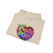 Soda Pop Heart Hoodie - Retro Unisex Sweatshirt for Fun Gatherings, Cozy Nights, Music Festivals, Unique Gifts & Casual Wear