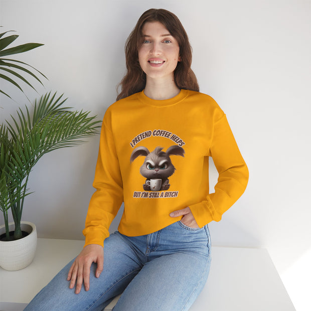 I Pretend that Coffee Helps Unisex Heavy Blend™ Crewneck Sweatshirt