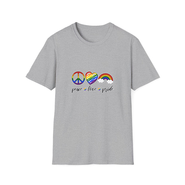 Peace Love and Pride Unisex Softstyle T-Shirt
