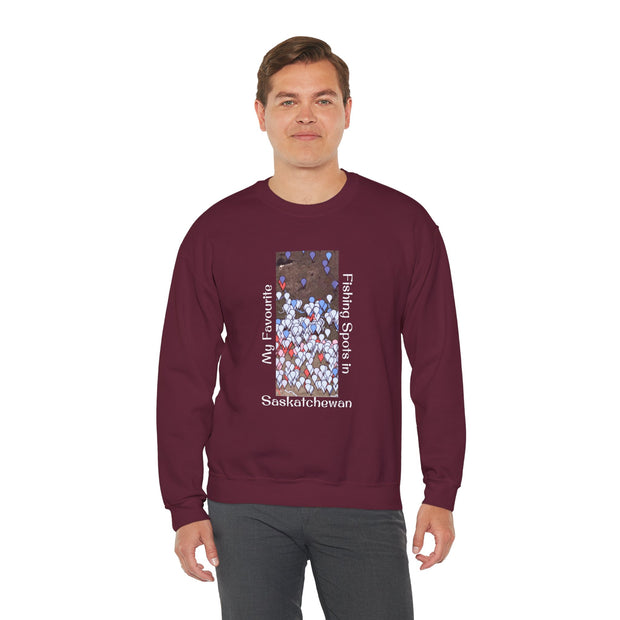 Saskatchewan Fishing Spots Unisex Heavy Blend™ Crewneck Sweatshirt