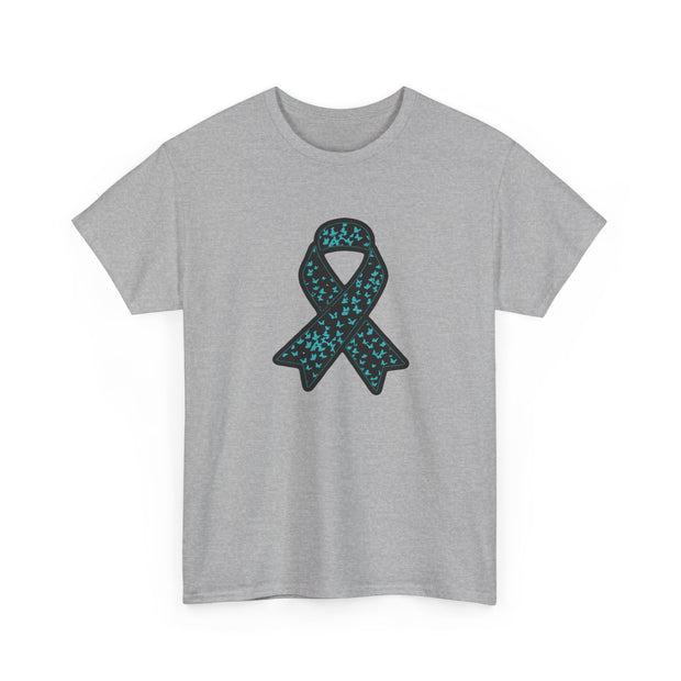 Ovarian Cancer Ribbon Unisex Heavy Cotton Tee