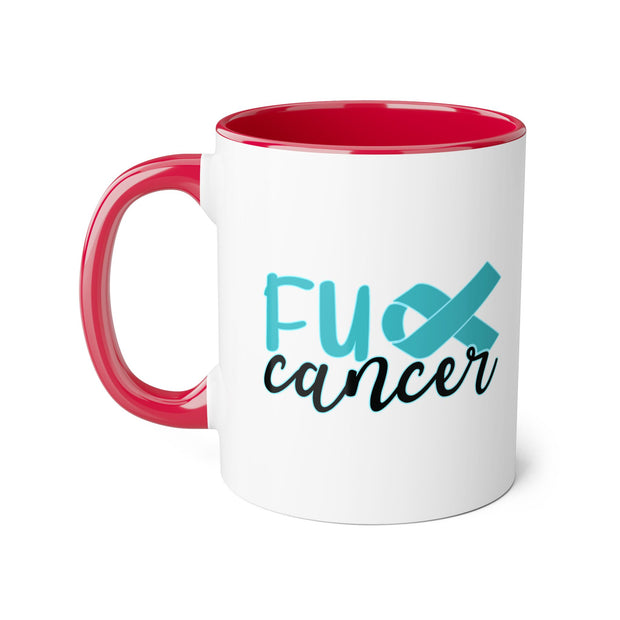 Fuck Cancer Accent Mugs, 11oz