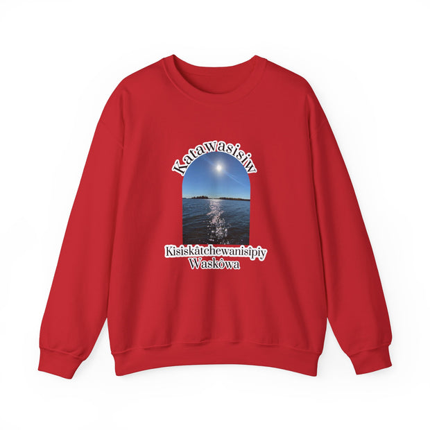 Cree Saskatchewan skies Unisex Heavy Blend™ Crewneck Sweatshirt