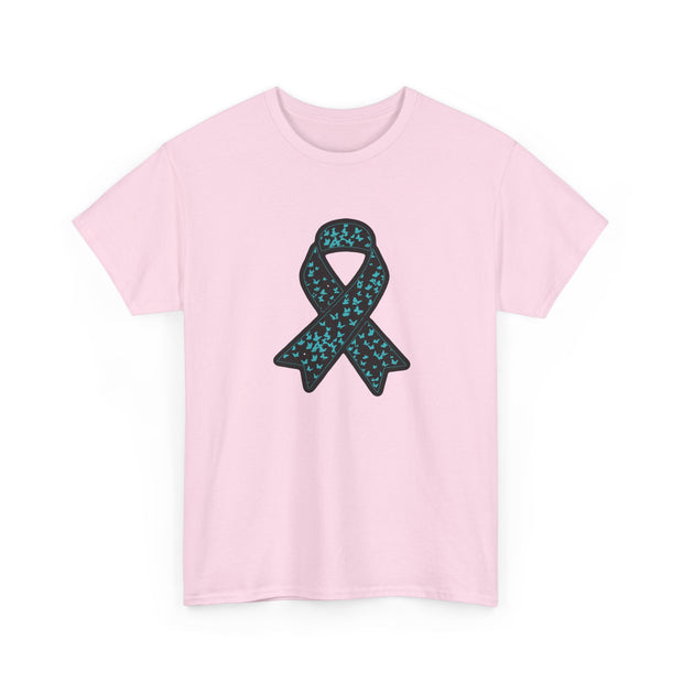 Ovarian Cancer Ribbon Unisex Heavy Cotton Tee