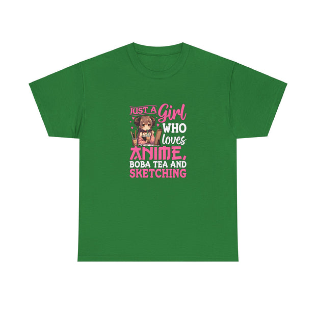 Anime, Boba, Sketching Unisex Heavy Cotton Tee