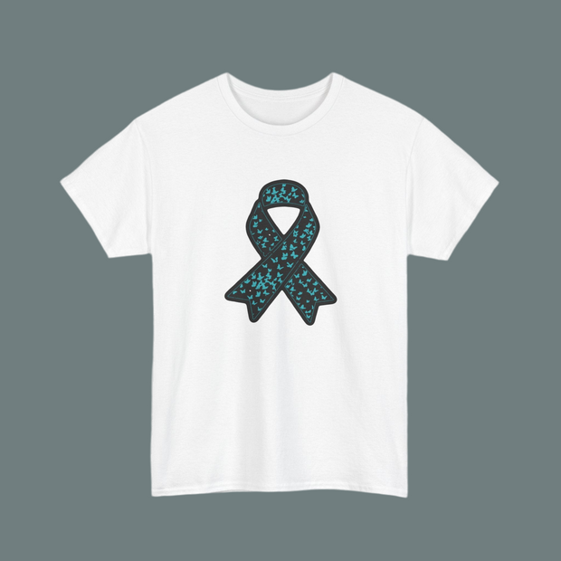Ovarian Cancer Ribbon Unisex Heavy Cotton Tee