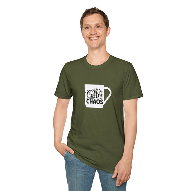 I Run on Coffee and Chaos Unisex Softstyle T-Shirt