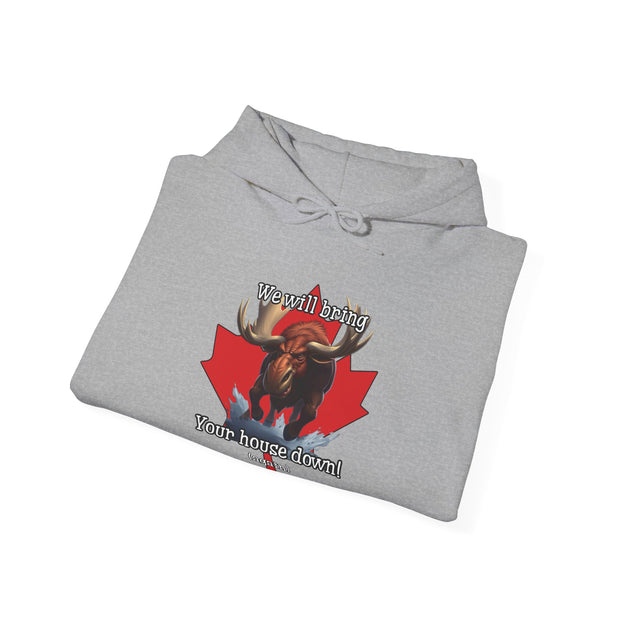 Hooded Sweatshirt Charging Moose Maple Leaf Canada Pride