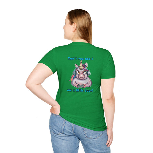 Busy Gaming Unicorn Unisex Softstyle T-Shirt