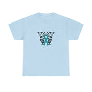 Butterfly Teal Ribbon Unisex Heavy Cotton Tee