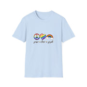 Peace Love and Pride Unisex Softstyle T-Shirt