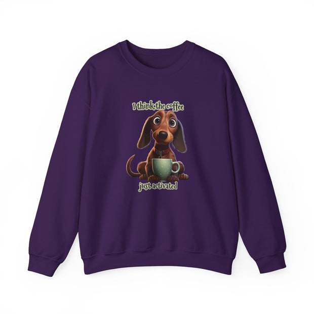 Funny Coffee Dog Unisex Heavy Blend™ Crewneck Sweatshirt