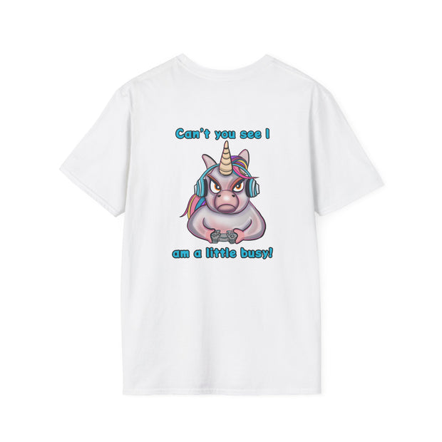 Busy Gaming Unicorn Unisex Softstyle T-Shirt