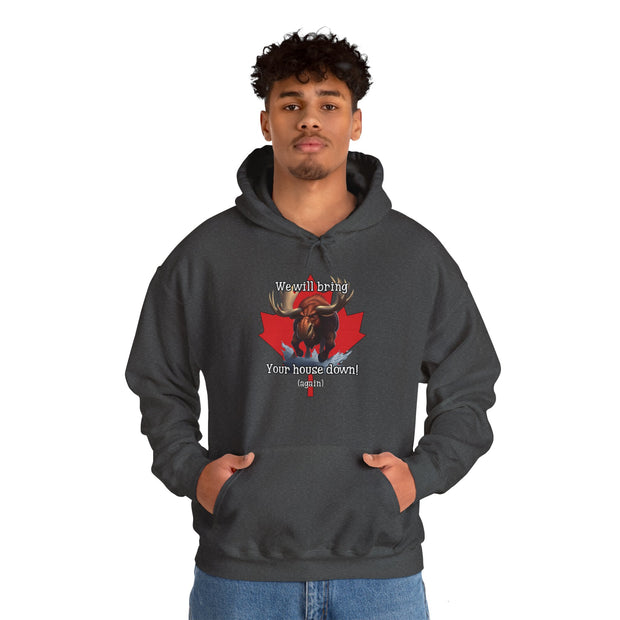 Hooded Sweatshirt Charging Moose Maple Leaf Canada Pride