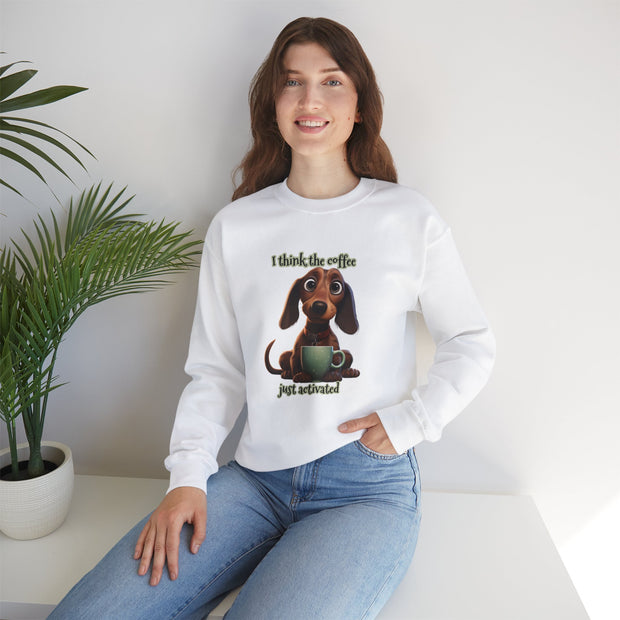 Funny Coffee Dog Unisex Heavy Blend™ Crewneck Sweatshirt