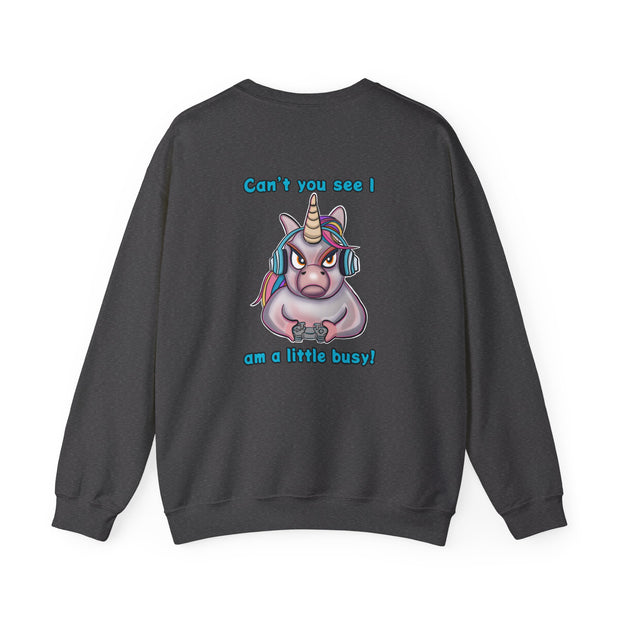Busy Gaming Unicorn Unisex Heavy Blend™ Crewneck Sweatshirt