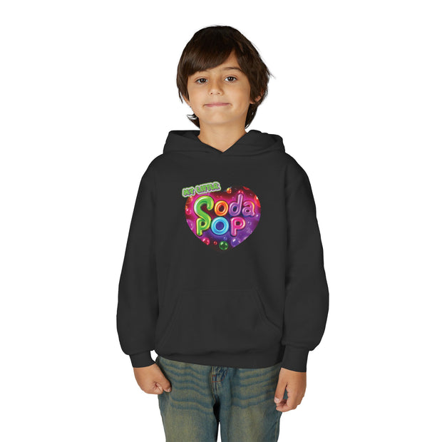 Youth Hooded Sweatshirt with Soda Pop Design, Fun Sweatshirt for Kids, Perfect Gift for Birthdays, Cozy Hooded Top, Great for Casual Wear