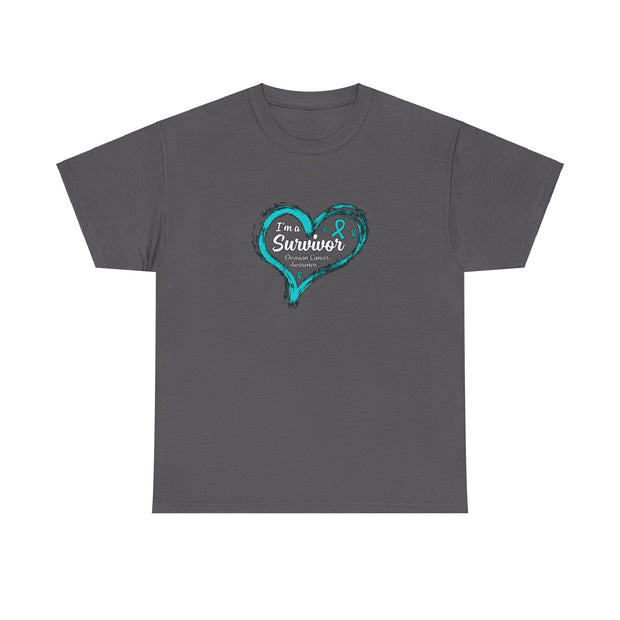 Ovarian Cancer Survivor Unisex Heavy Cotton Tee